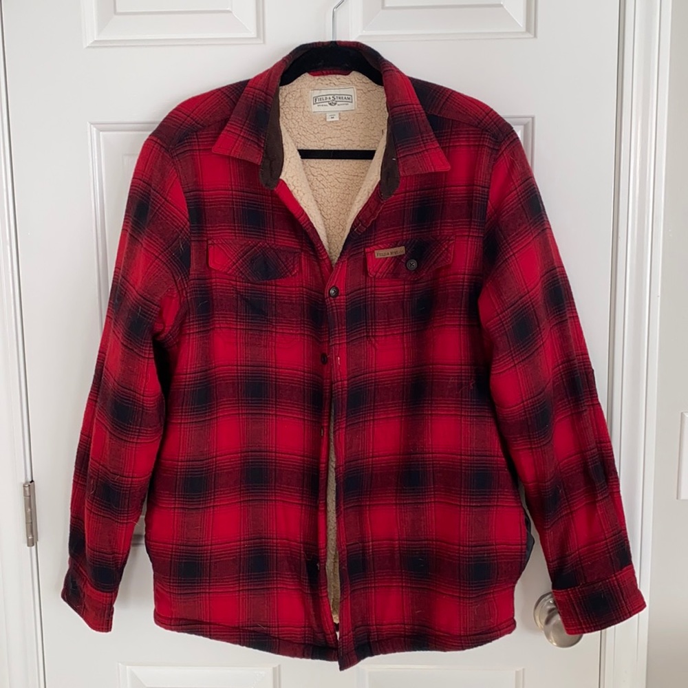 Sherpa-Lined Plaid Long-Sleeve Shirt
